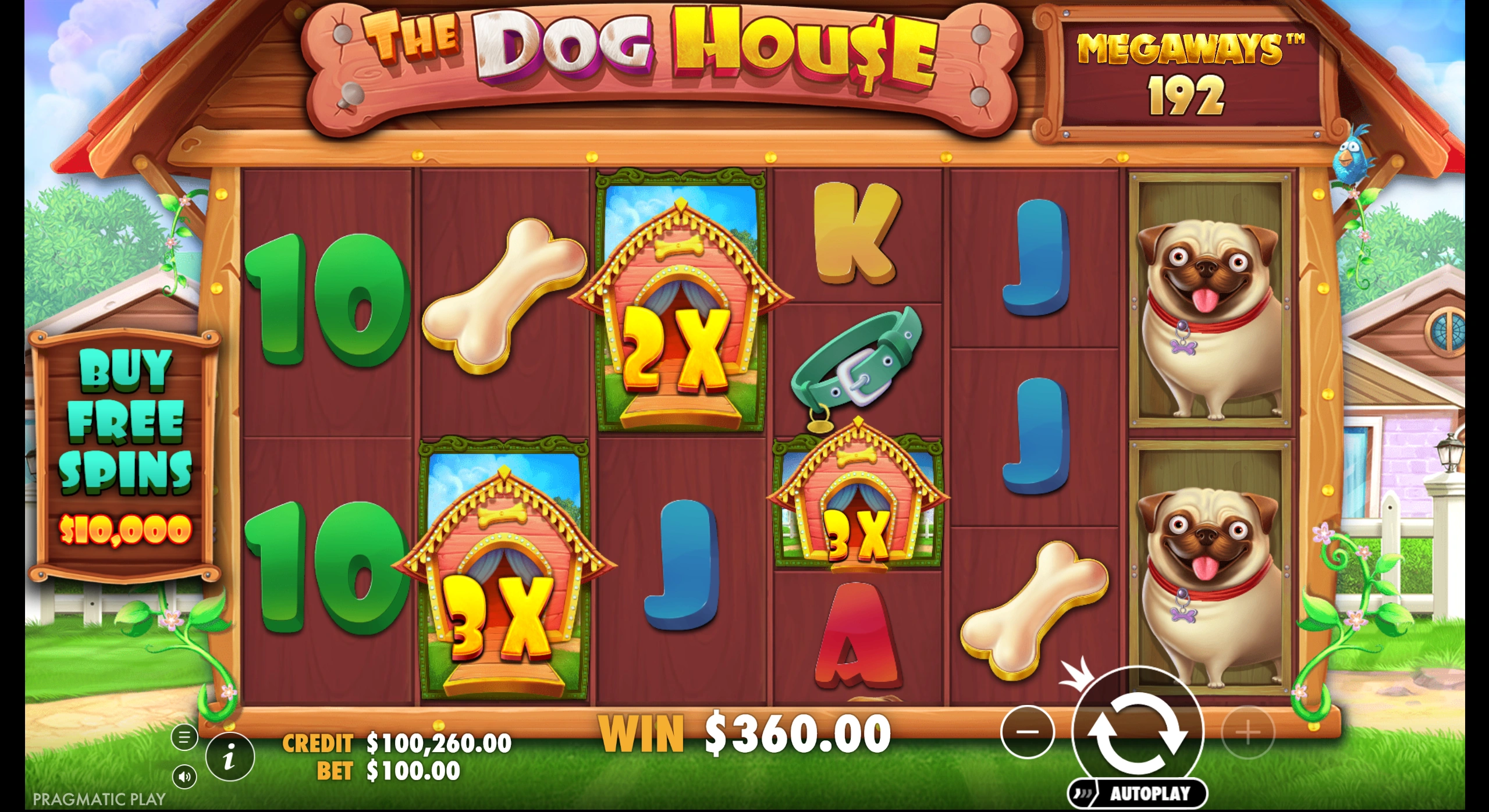 The Dog House Megaways slot gameplay screenshot